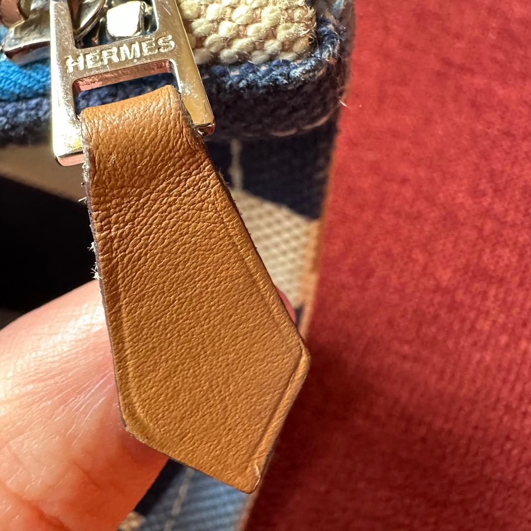 エルメス シェーヌダンクル ポーチ ベージュ ブルー