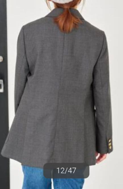 IENA　ウールダブルブレストジャケット　金ボタン　グレー　34