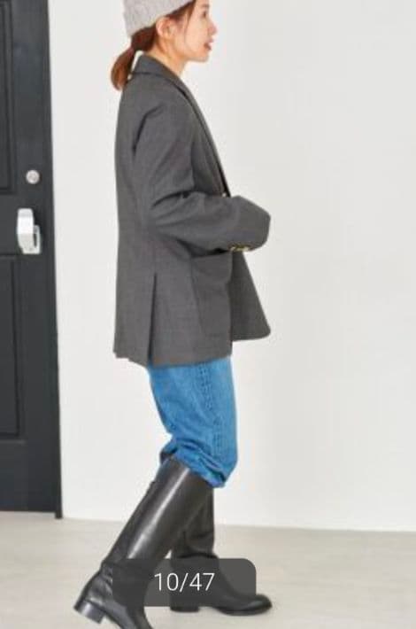 IENA　ウールダブルブレストジャケット　金ボタン　グレー　34