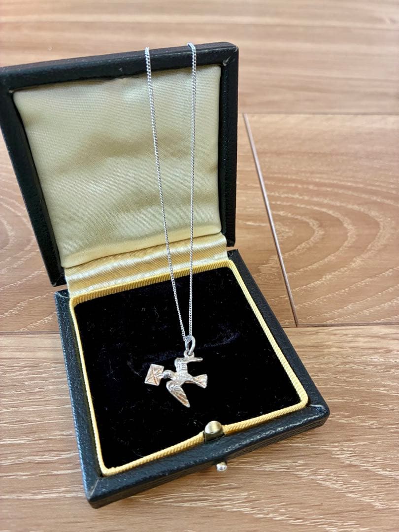 ヴィンテージ　シルバー　チャーム　ネックレス　鳩　バード　手紙　鳥　agete