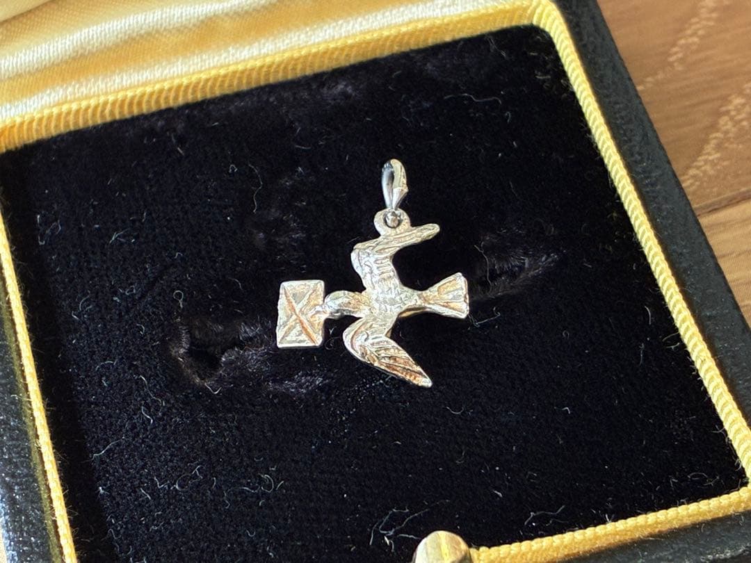 ヴィンテージ　シルバー　チャーム　ネックレス　鳩　バード　手紙　鳥　agete