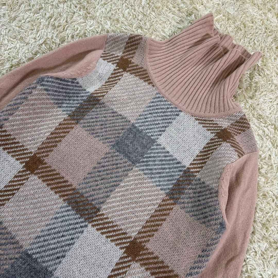 ブルーレーベルクレストブリッジ　モヘヤ　ニット　タートルネック　膝丈ワンピース