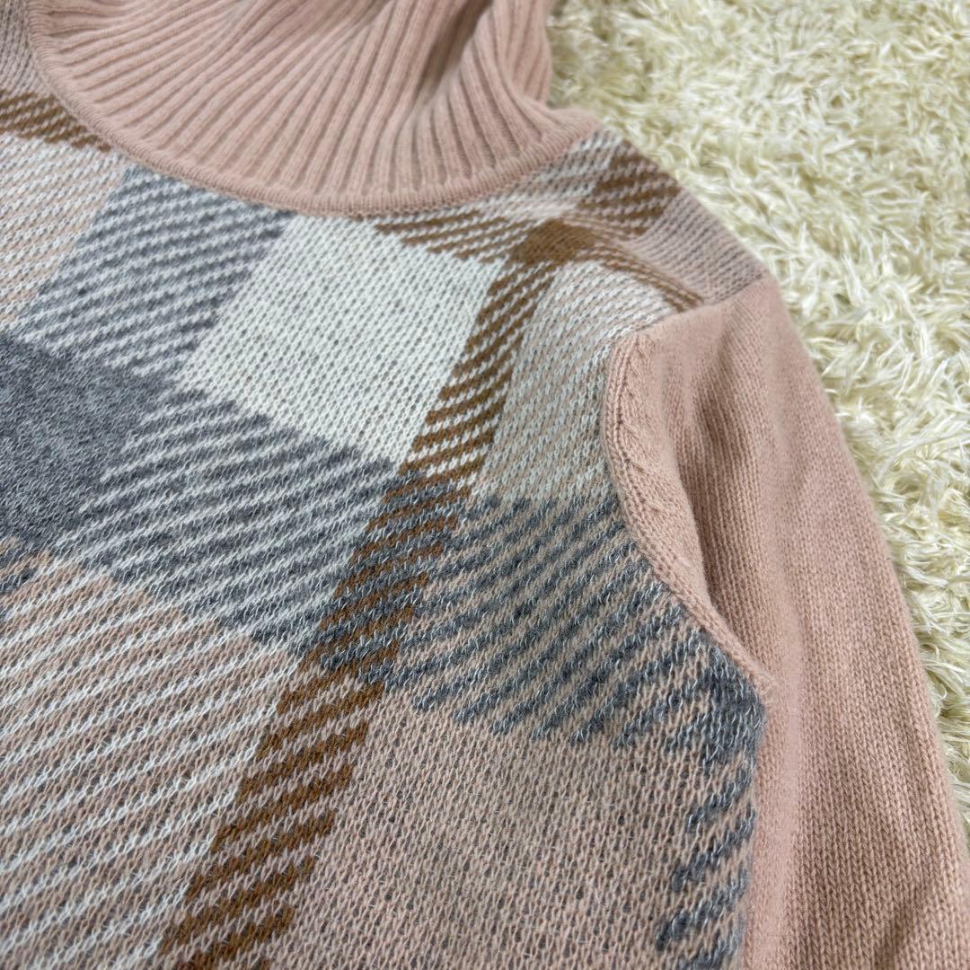 ブルーレーベルクレストブリッジ　モヘヤ　ニット　タートルネック　膝丈ワンピース