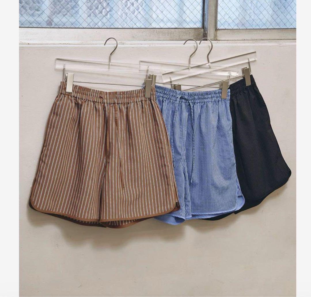 todayful Stripe Half Pants CAMEL トゥデイフル