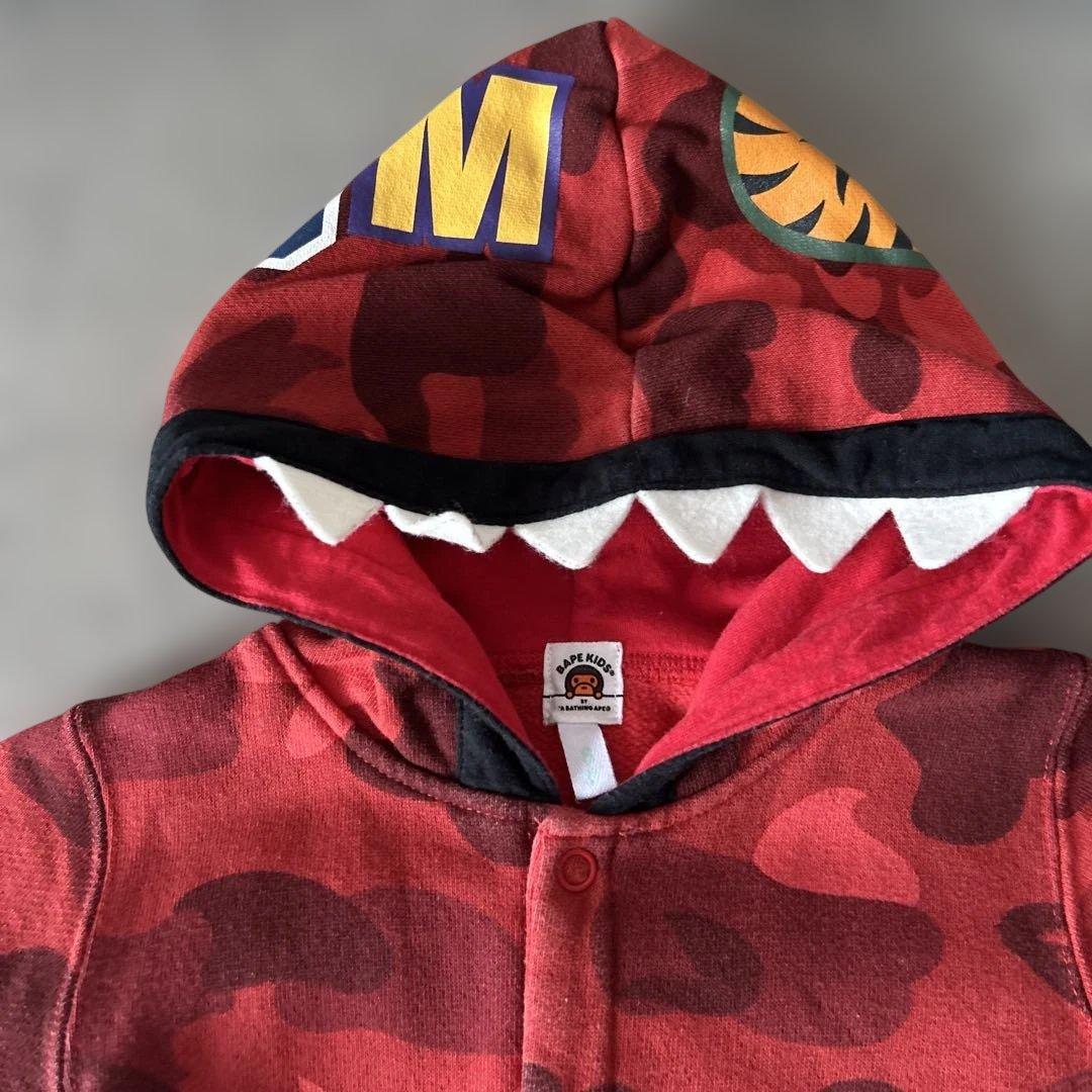 ❤︎さん【美品】BAPE KIDS赤色迷彩ロンパース80cm 正規品