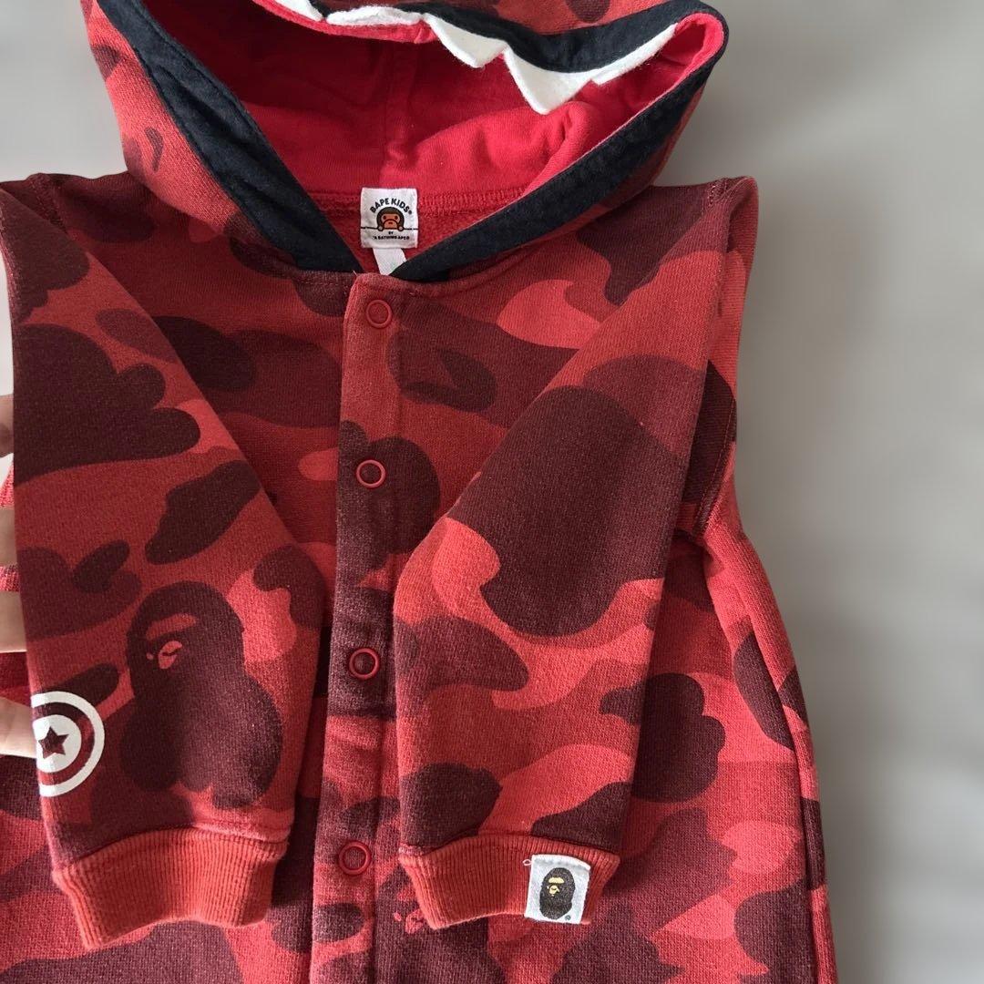 ❤︎さん【美品】BAPE KIDS赤色迷彩ロンパース80cm 正規品
