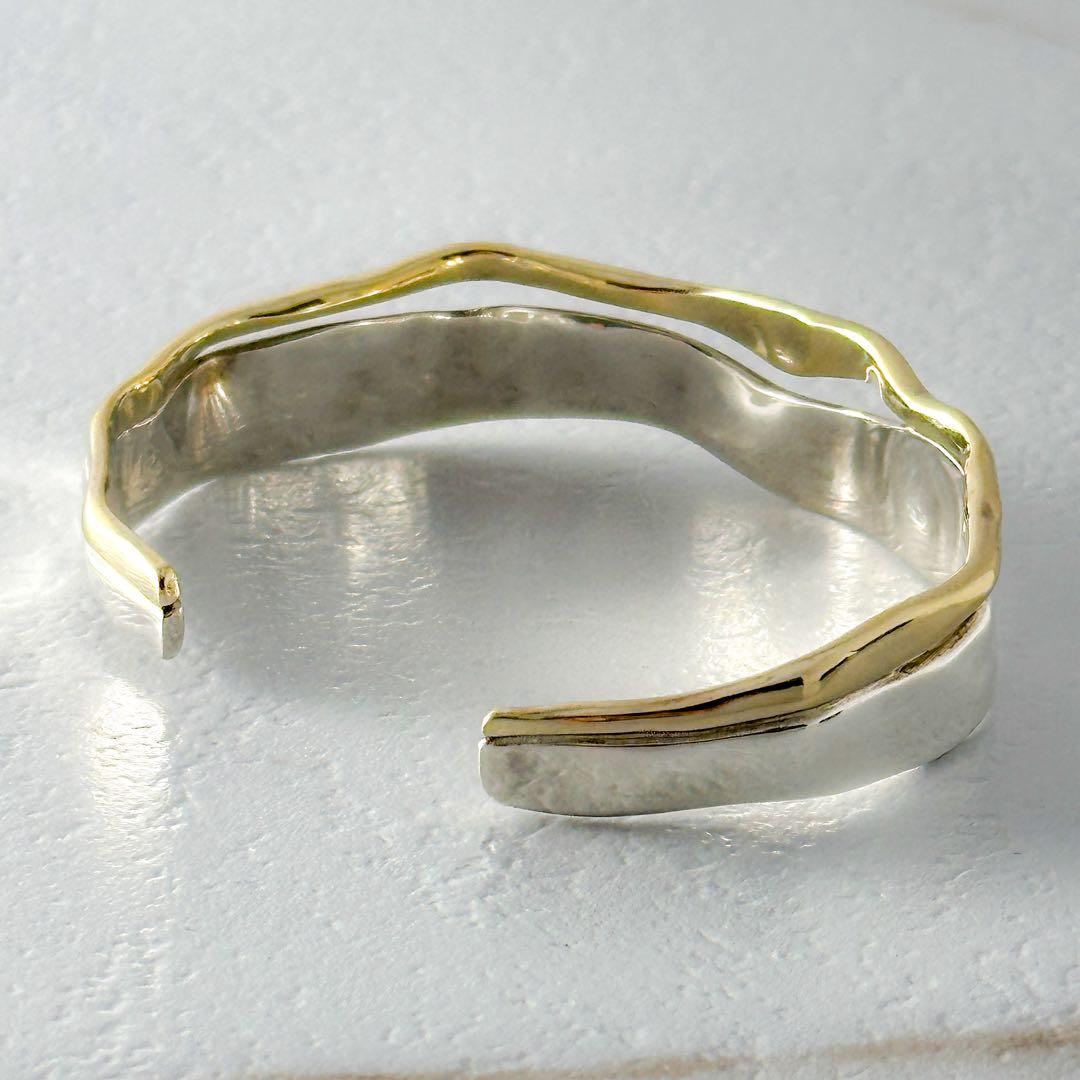 廃盤　agete シルバーバングル　コンビカラー　シルバー　ゴールド