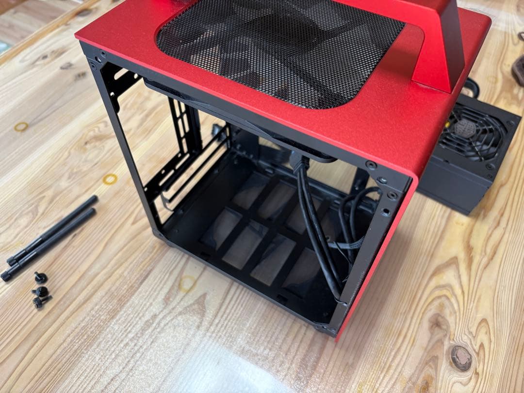 赤 ミニPCケース jonsbo t8 電源セット