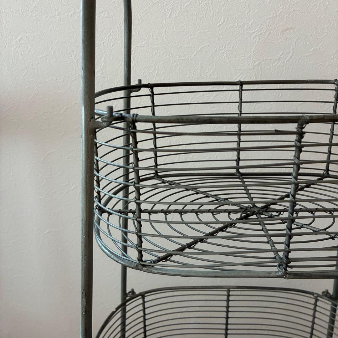 店舗什器　３段　カゴ　ラック　 アンティーク