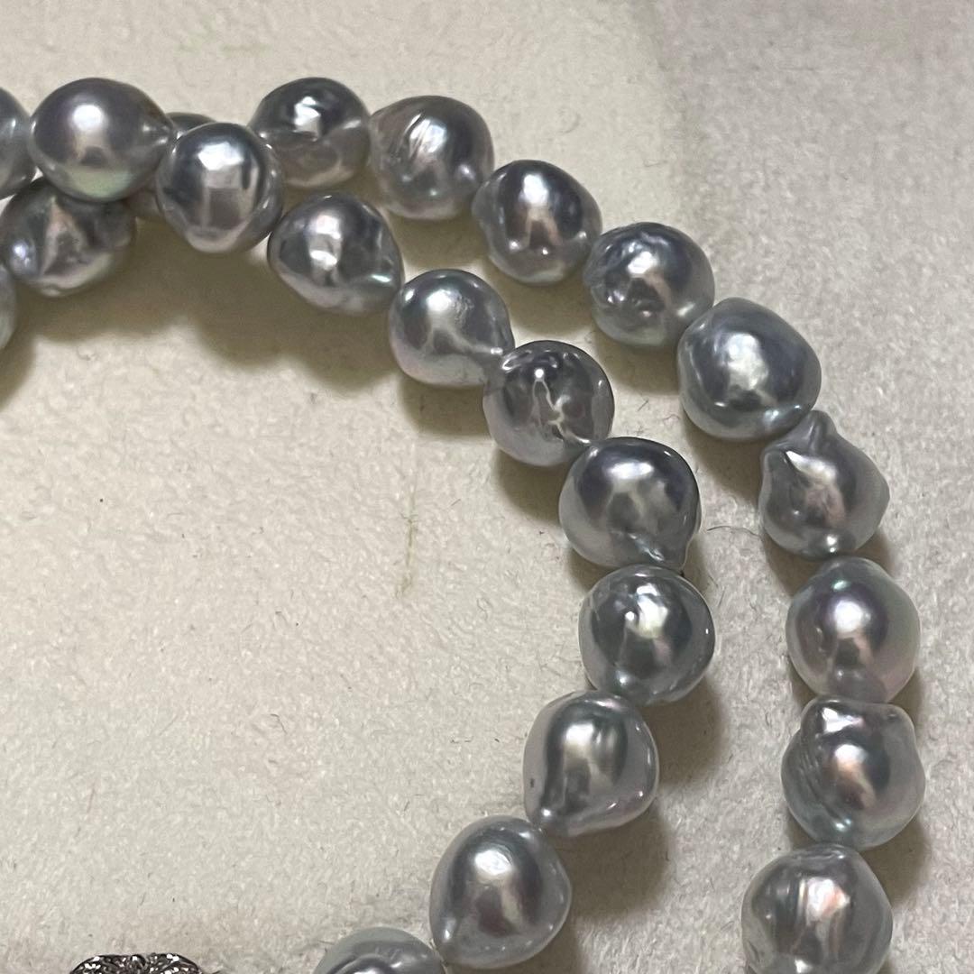 【テリ強✨鑑別所】あこや真珠 ネックレス 7.5-8.0 バロックパール ブルー