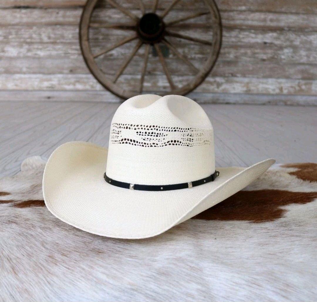 ホワイトカウボーイハット ストロー素材 (59.6 cm—60.6 cm)-XL