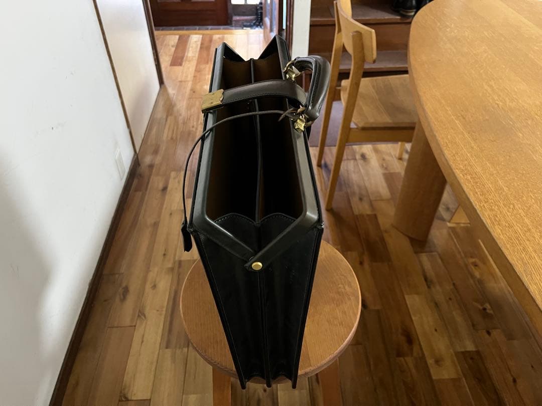 y*k様 万双　薄型ダレスバッグ　細マチダレス　別注　グリーン　ブライドルレザー