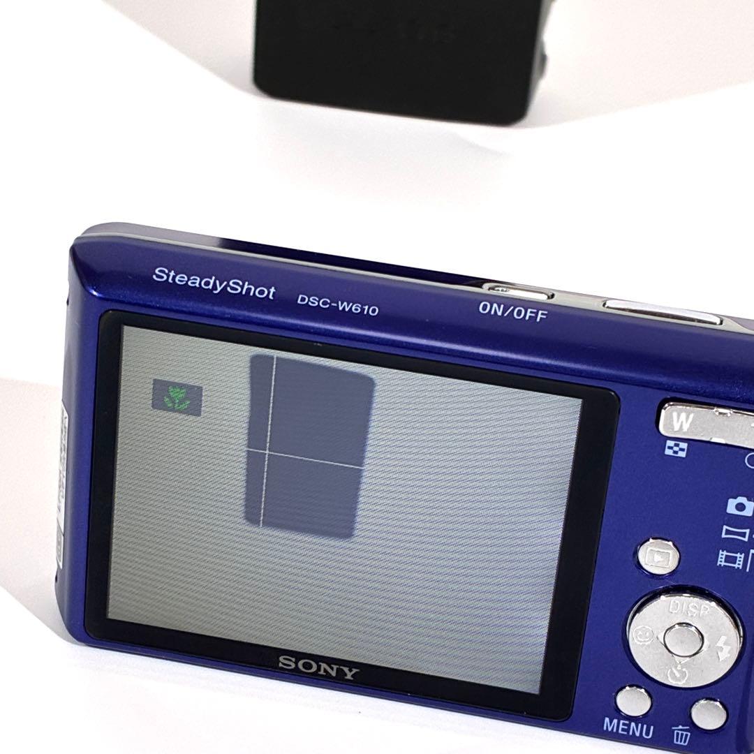 動作確認済★ SONY サイバーショット DSC-W610 デジカメ ブルー