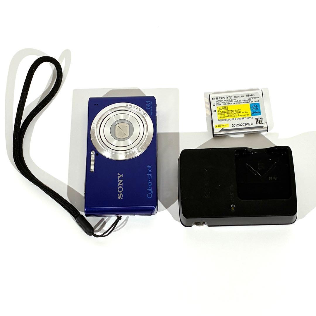動作確認済★ SONY サイバーショット DSC-W610 デジカメ ブルー