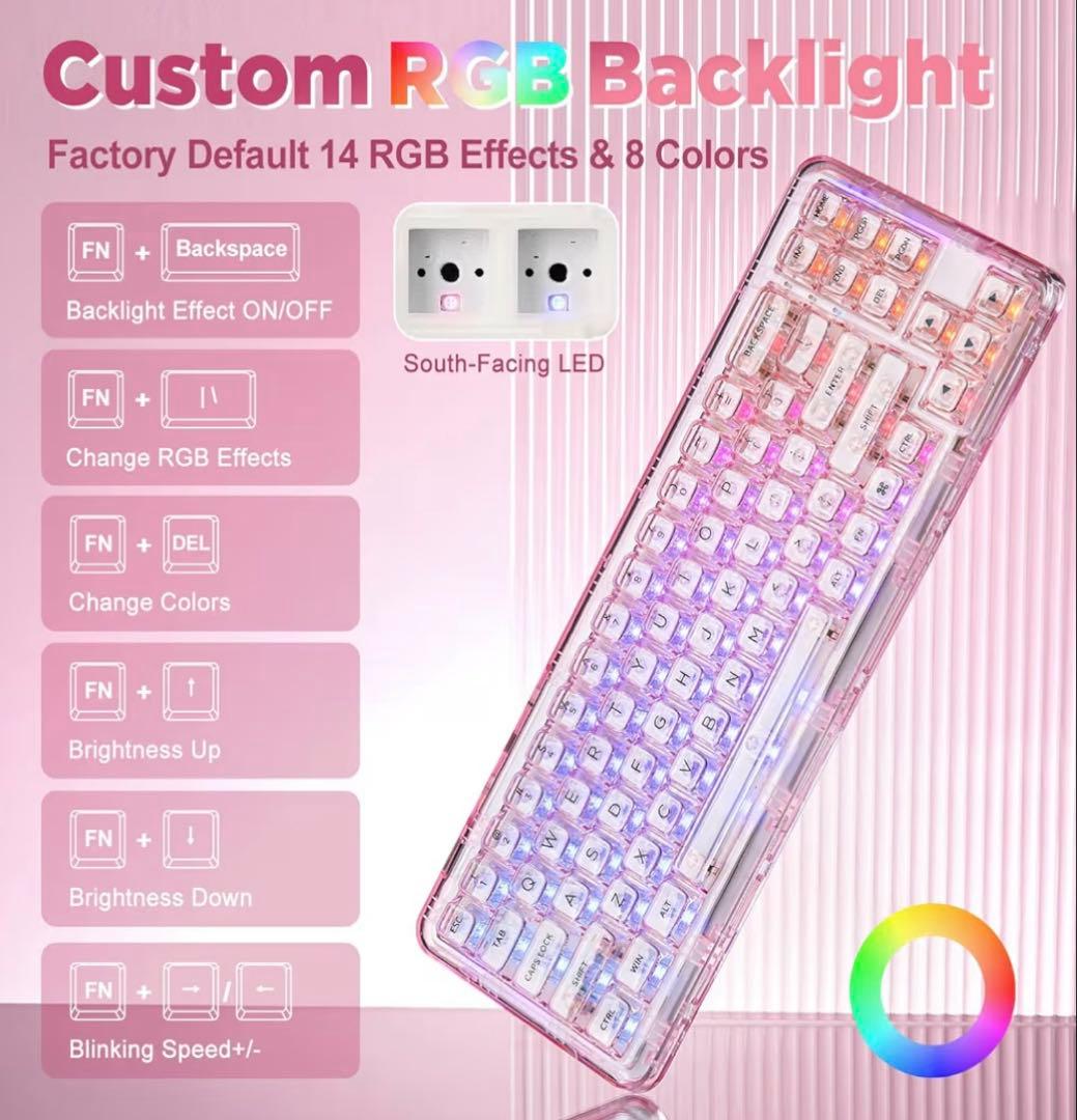 YUNZII X71 メカニカルゲーミングキーボード　ピンク　美品