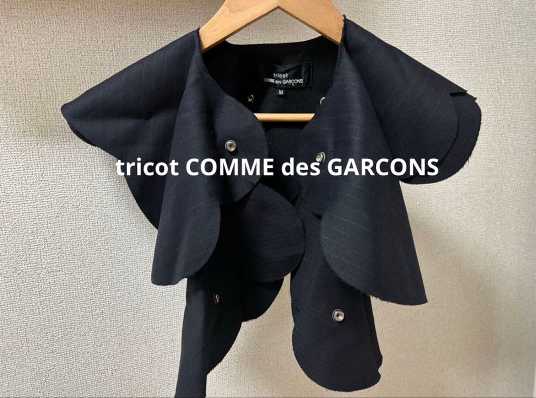 トリココムデギャルソン　ピンストライプ　フリル付け襟