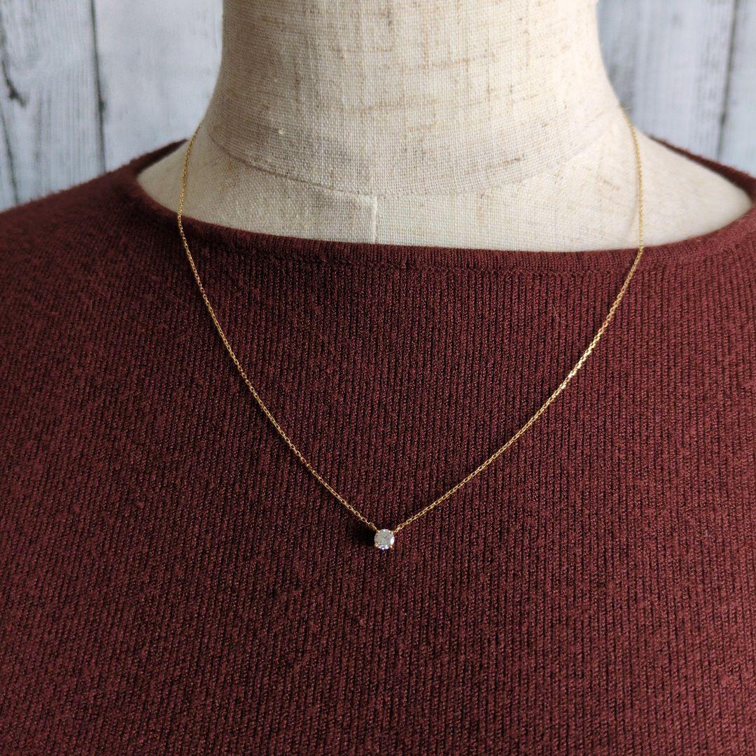 ✿18金✿一粒ダイヤモンドネックレス 　　0.22 ct カード付き