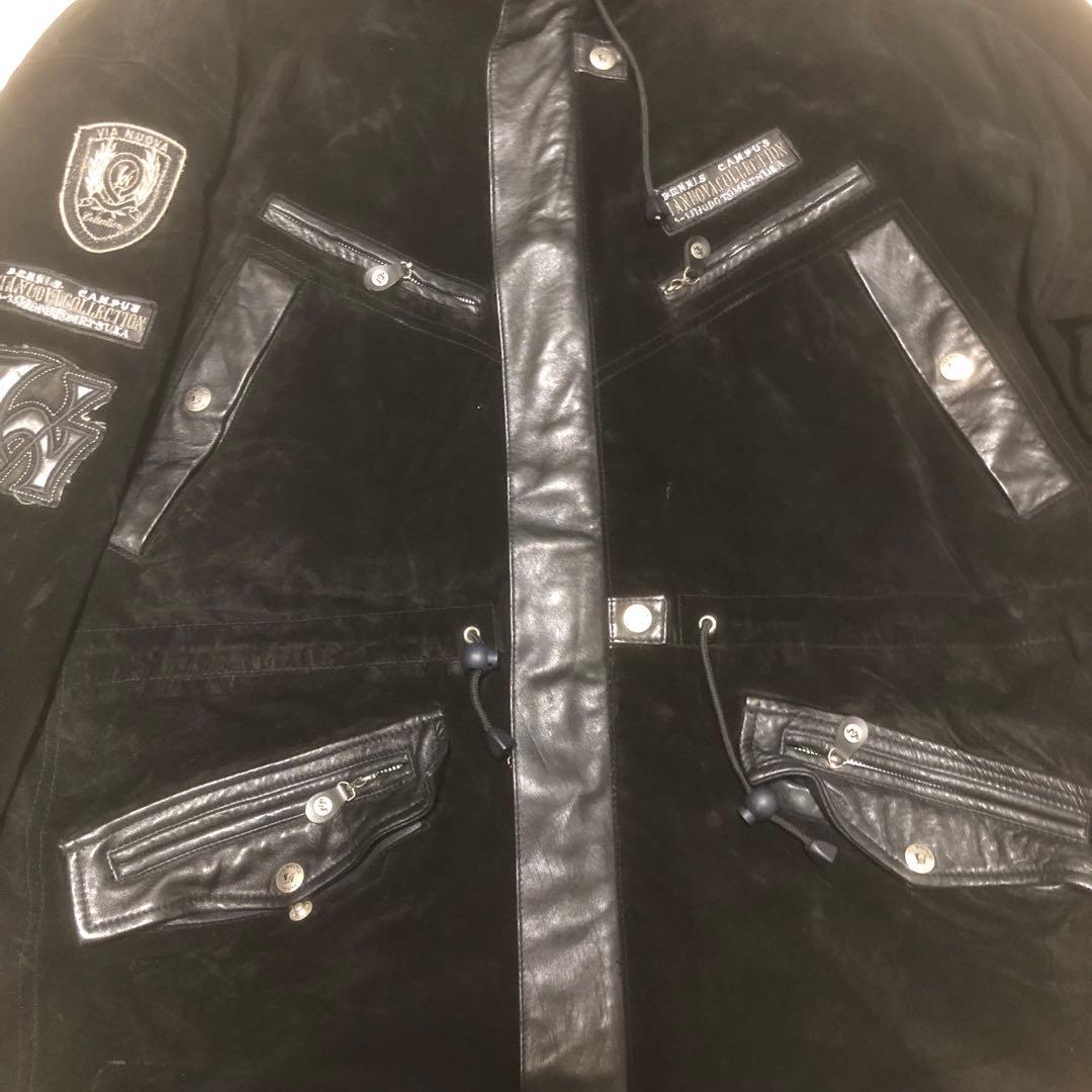 VIA NUOVA PELLE 3way レザーモッズコート　ワッペン　38