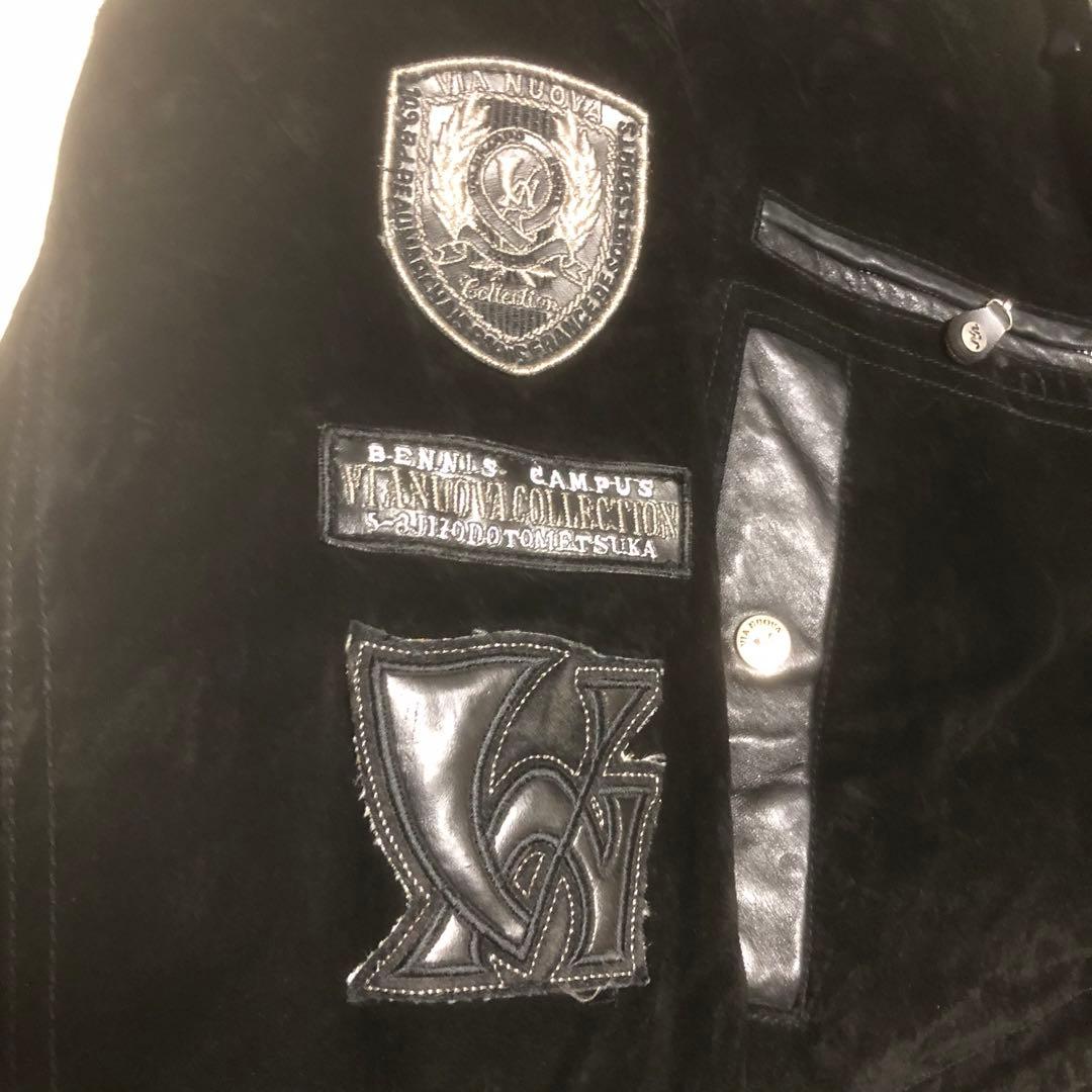 VIA NUOVA PELLE 3way レザーモッズコート　ワッペン　38