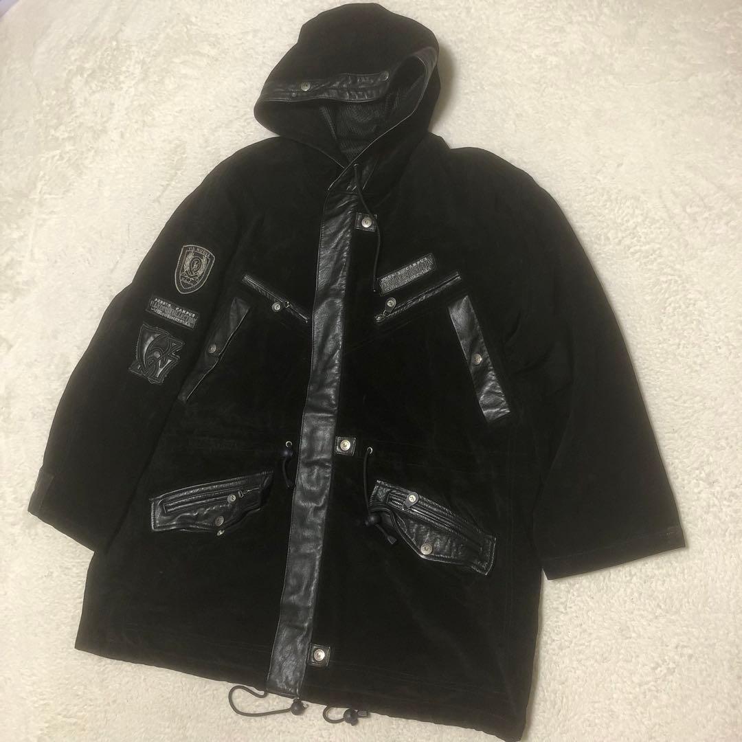 VIA NUOVA PELLE 3way レザーモッズコート　ワッペン　38