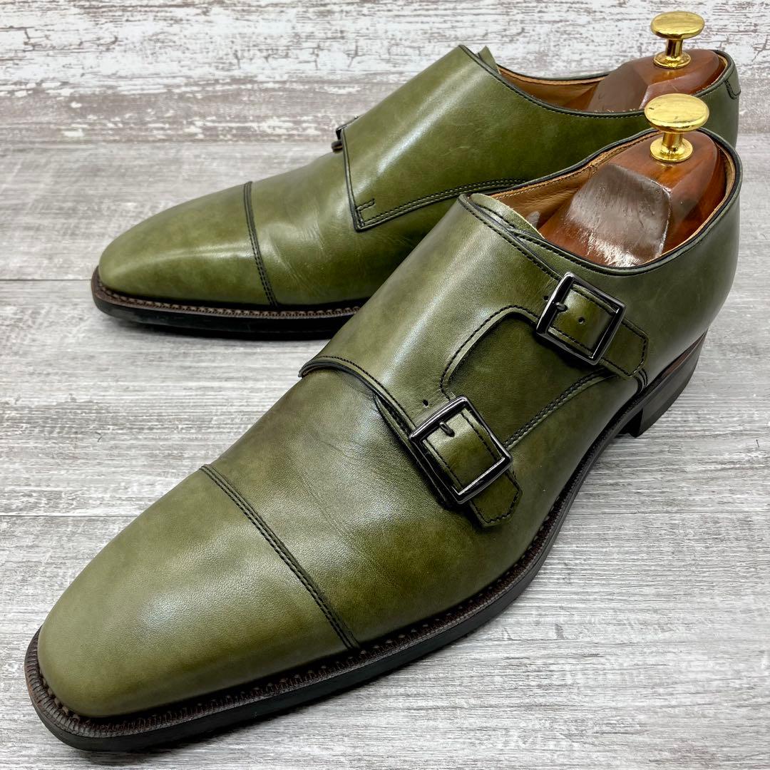 624【希少/美品】REGAL 革靴 ダブルモンク ビジネス オリーブ 25.5