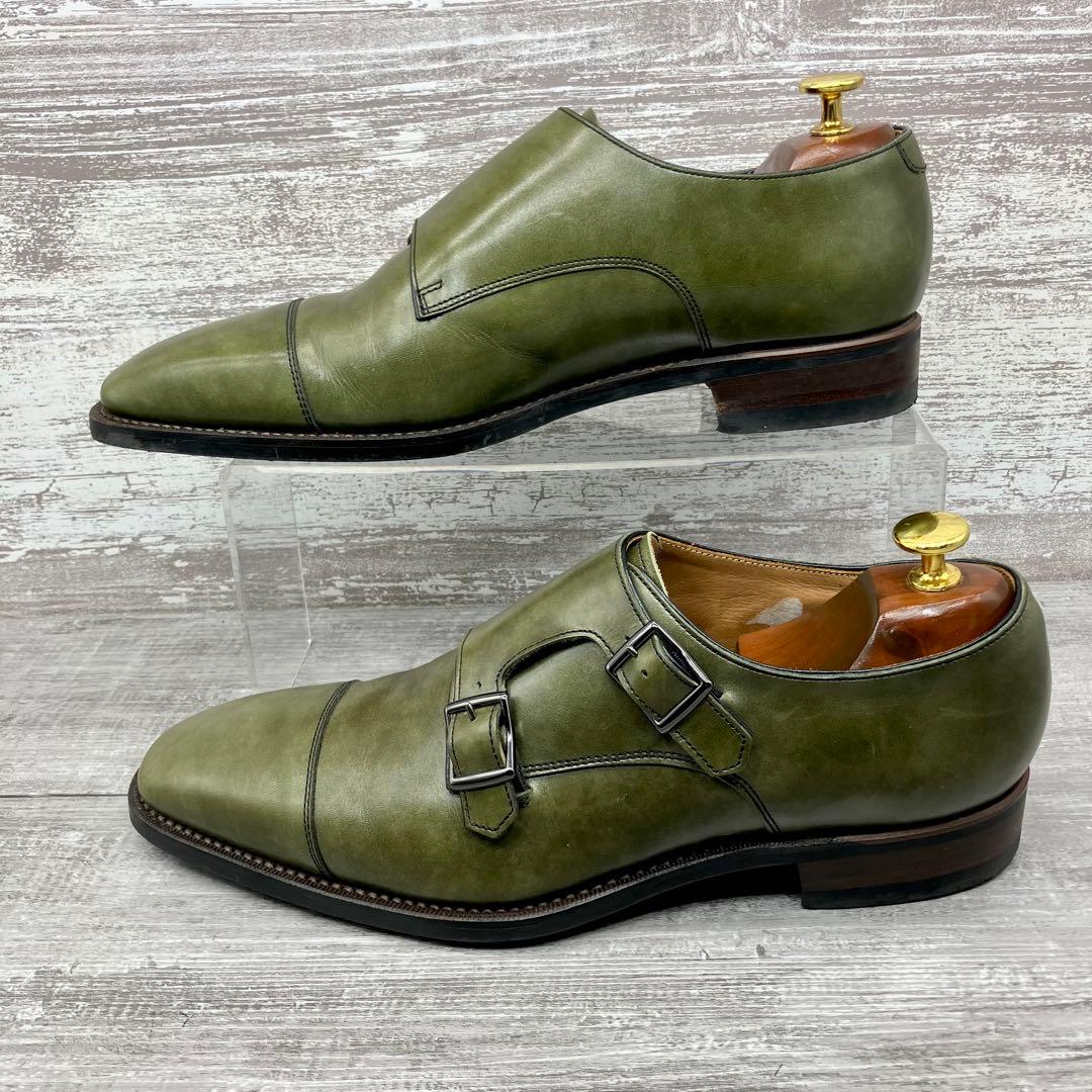 624【希少/美品】REGAL 革靴 ダブルモンク ビジネス オリーブ 25.5