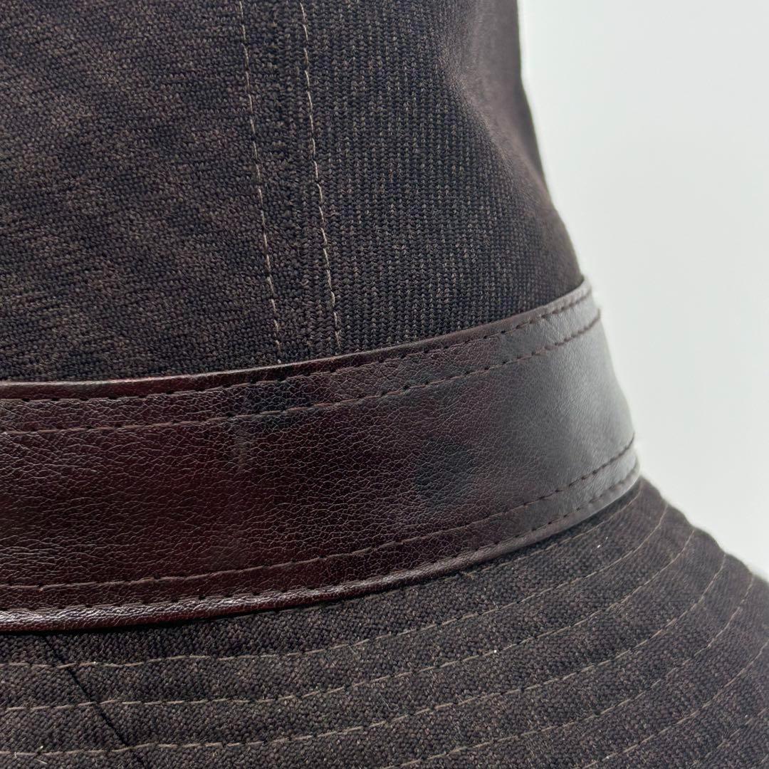 エルメス　HERMES　バケットハット　バケハ　帽子　チェック柄　レザーバンド