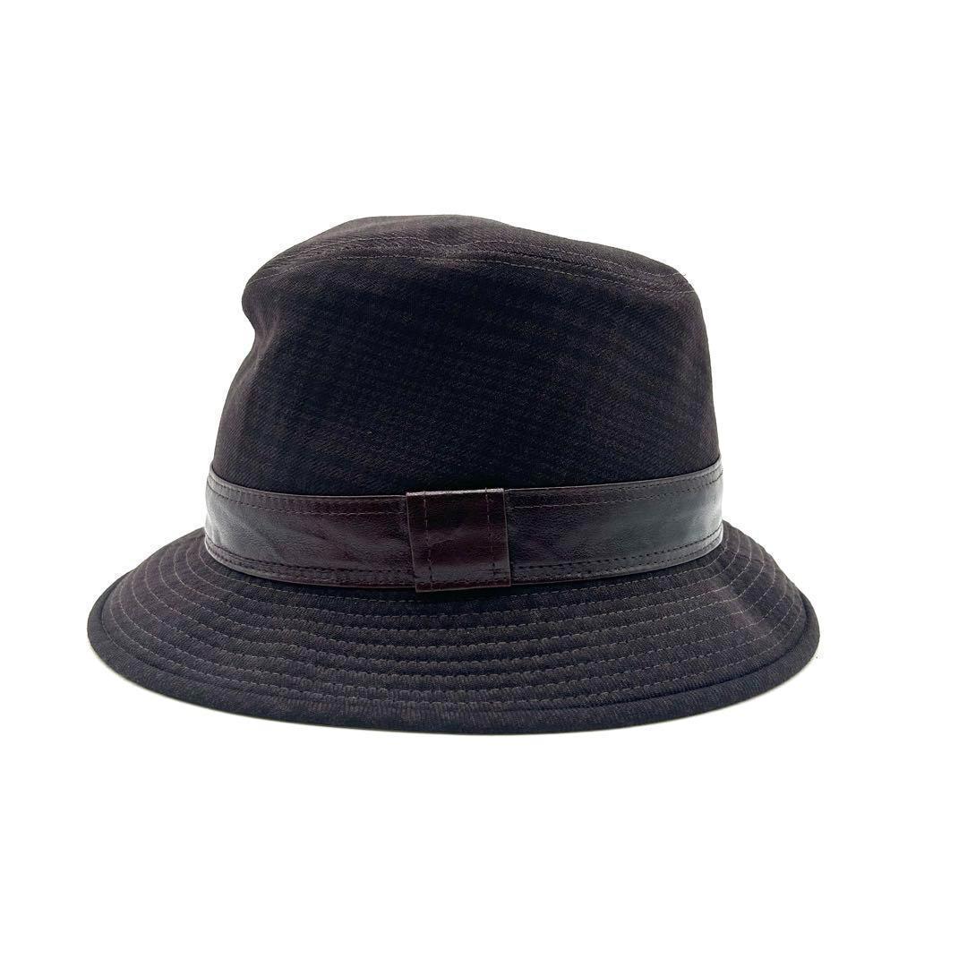 エルメス　HERMES　バケットハット　バケハ　帽子　チェック柄　レザーバンド