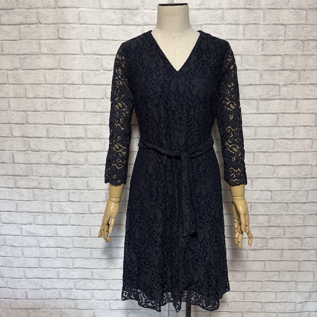 kay me 美シルエット レースワンピース ネイビーオフィス　パーティ