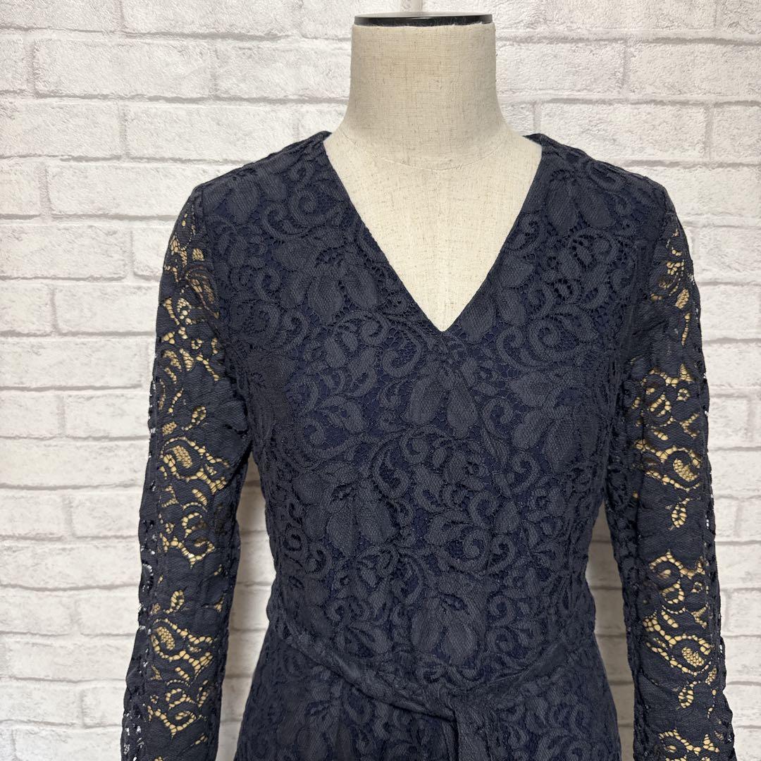 kay me 美シルエット レースワンピース ネイビーオフィス　パーティ