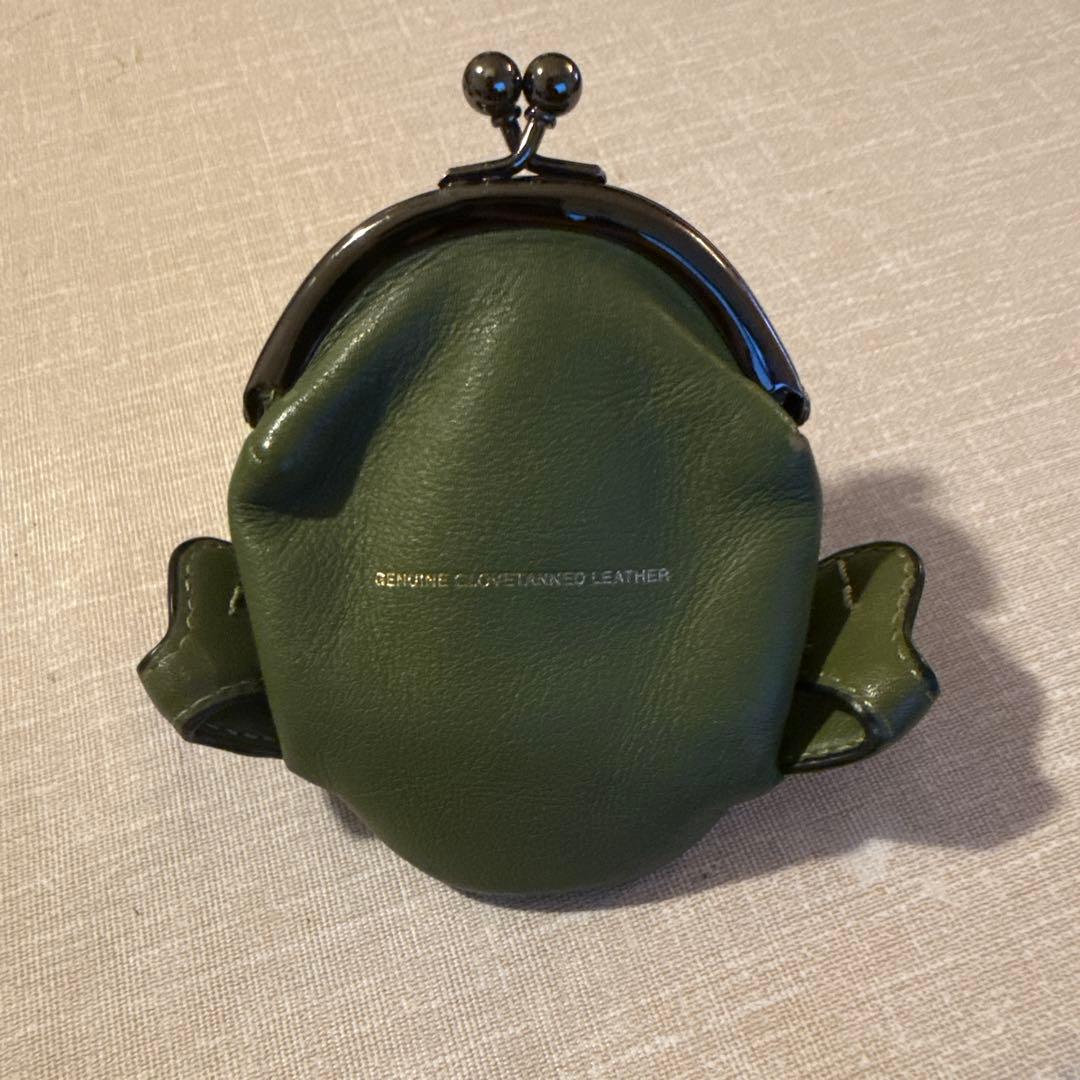 コーチ　ミニ ポーチ がま口 財布 バッグ チャーム 蛙　　　　カーキ