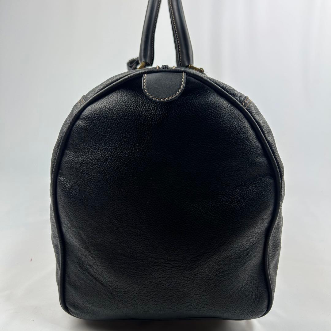 【美品】ダンヒル　ボストンバッグ　レザー　ロゴ金具　デカボストン　黒　旅行バッグ