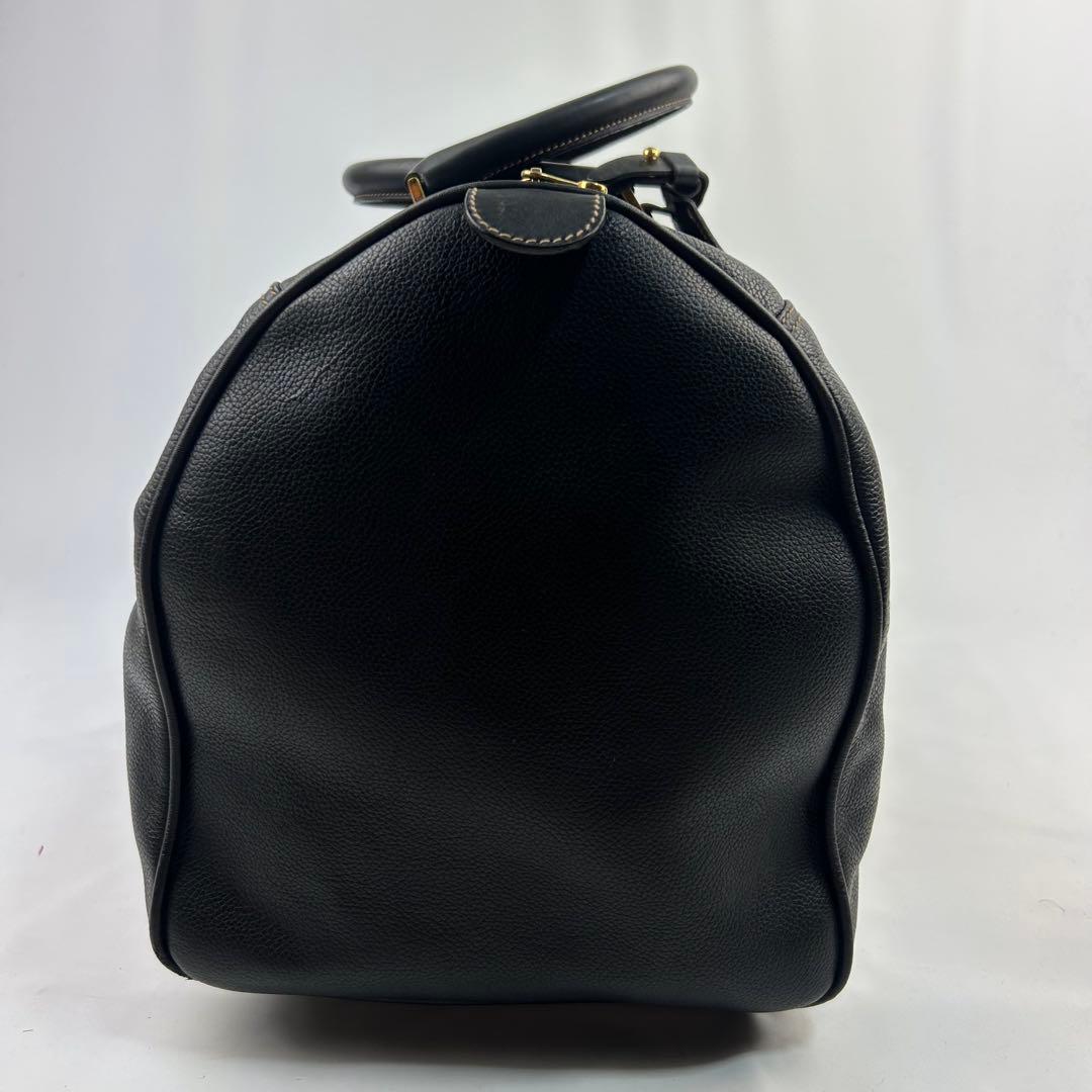 【美品】ダンヒル　ボストンバッグ　レザー　ロゴ金具　デカボストン　黒　旅行バッグ