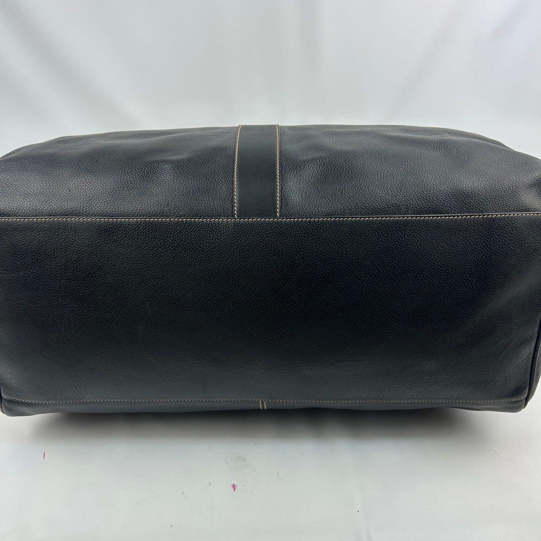 【美品】ダンヒル　ボストンバッグ　レザー　ロゴ金具　デカボストン　黒　旅行バッグ