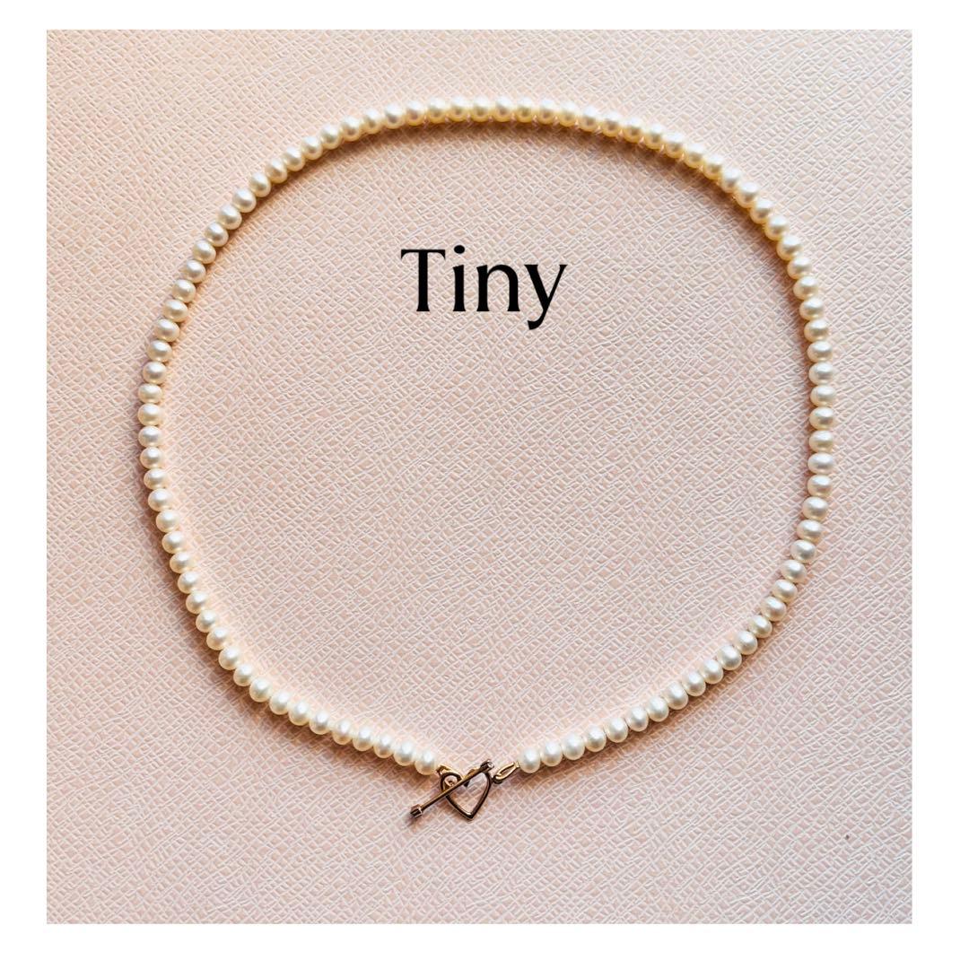 Tiny パールネックレス ハート♡18K 淡水パール