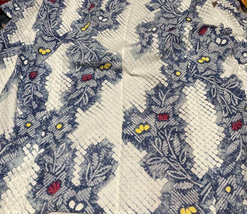 爽やか青と白の有松鳴海絞りの浴衣