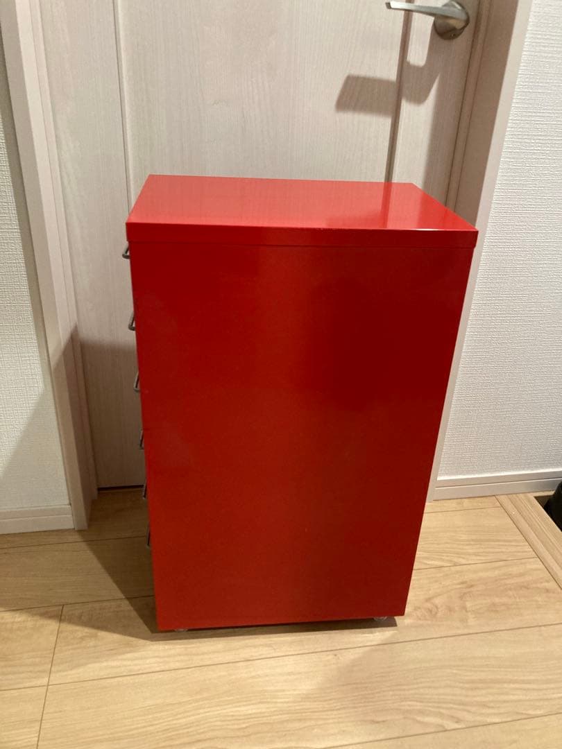 IKEA イケア　ヘルメル　引き出しユニット　キャスター付き　レッド