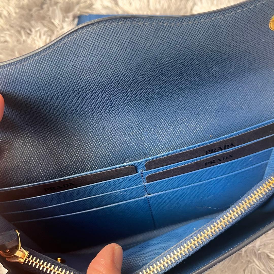 極美品✨PRADA 長財布　バイカラー　サフィアーノ　カードケース　メタルロゴ