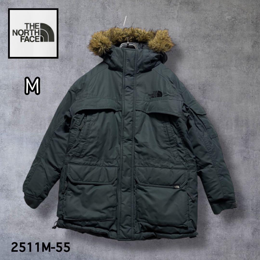 ☆人気　ノースフェイス　ファー　ダウンジャケット　パーカー　ブルーグレー　M