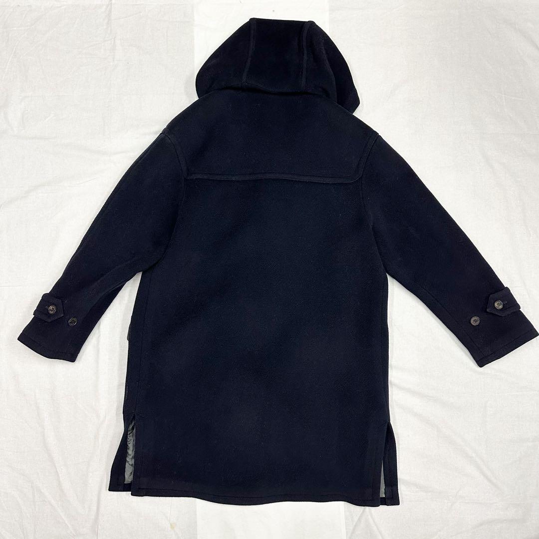 エルメス Lサイズ ダッフルコート ヘリンボーン ダークブルー フード脱着可能