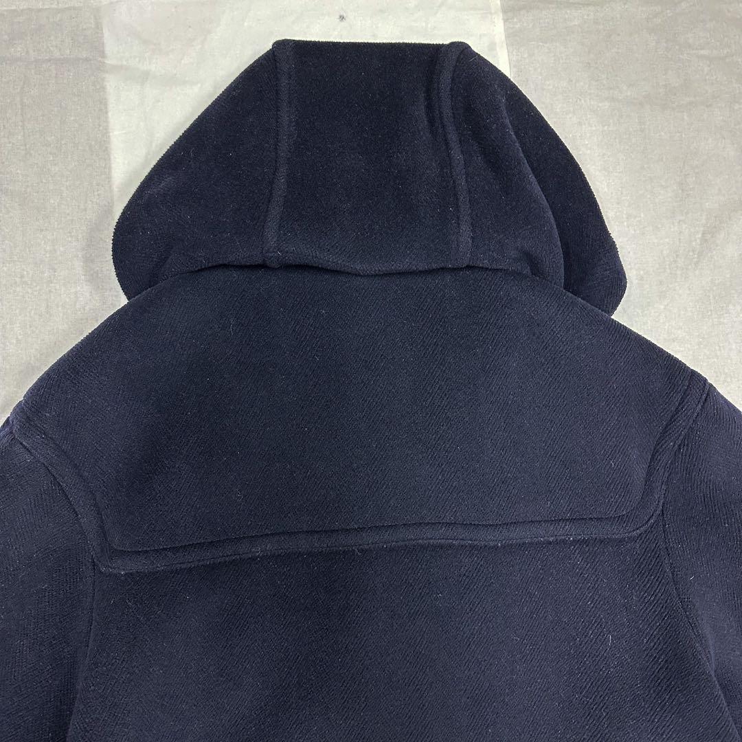 エルメス Lサイズ ダッフルコート ヘリンボーン ダークブルー フード脱着可能