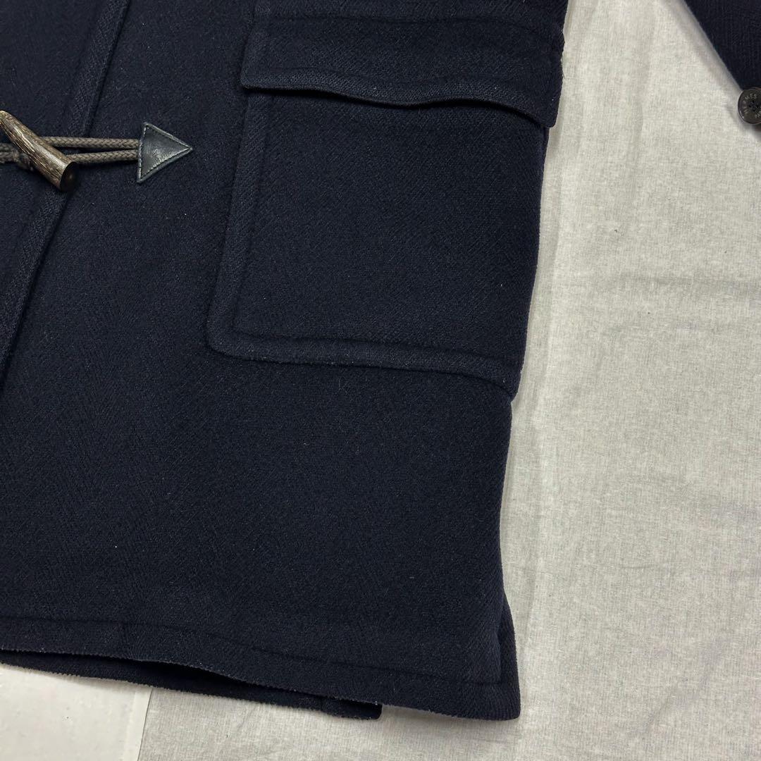 エルメス Lサイズ ダッフルコート ヘリンボーン ダークブルー フード脱着可能