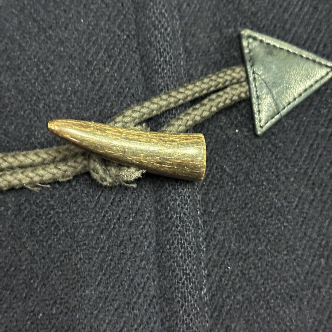 エルメス Lサイズ ダッフルコート ヘリンボーン ダークブルー フード脱着可能