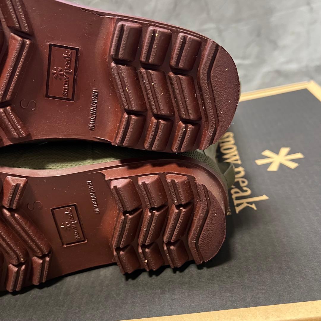 スノーピーク NOASOBI ラバーニーブーツ 長靴 箱付き オリーブ サイズＳ