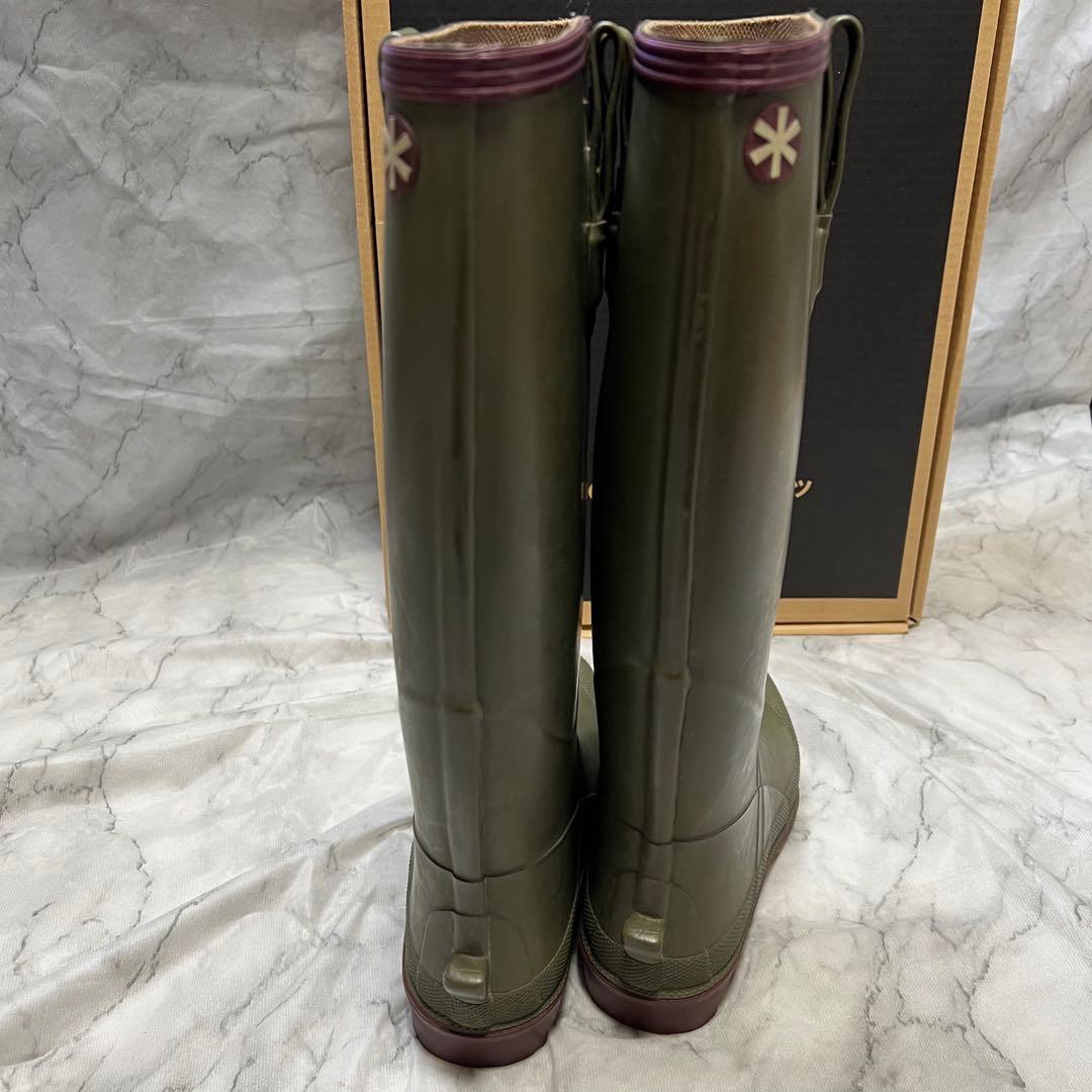 スノーピーク NOASOBI ラバーニーブーツ 長靴 箱付き オリーブ サイズＳ