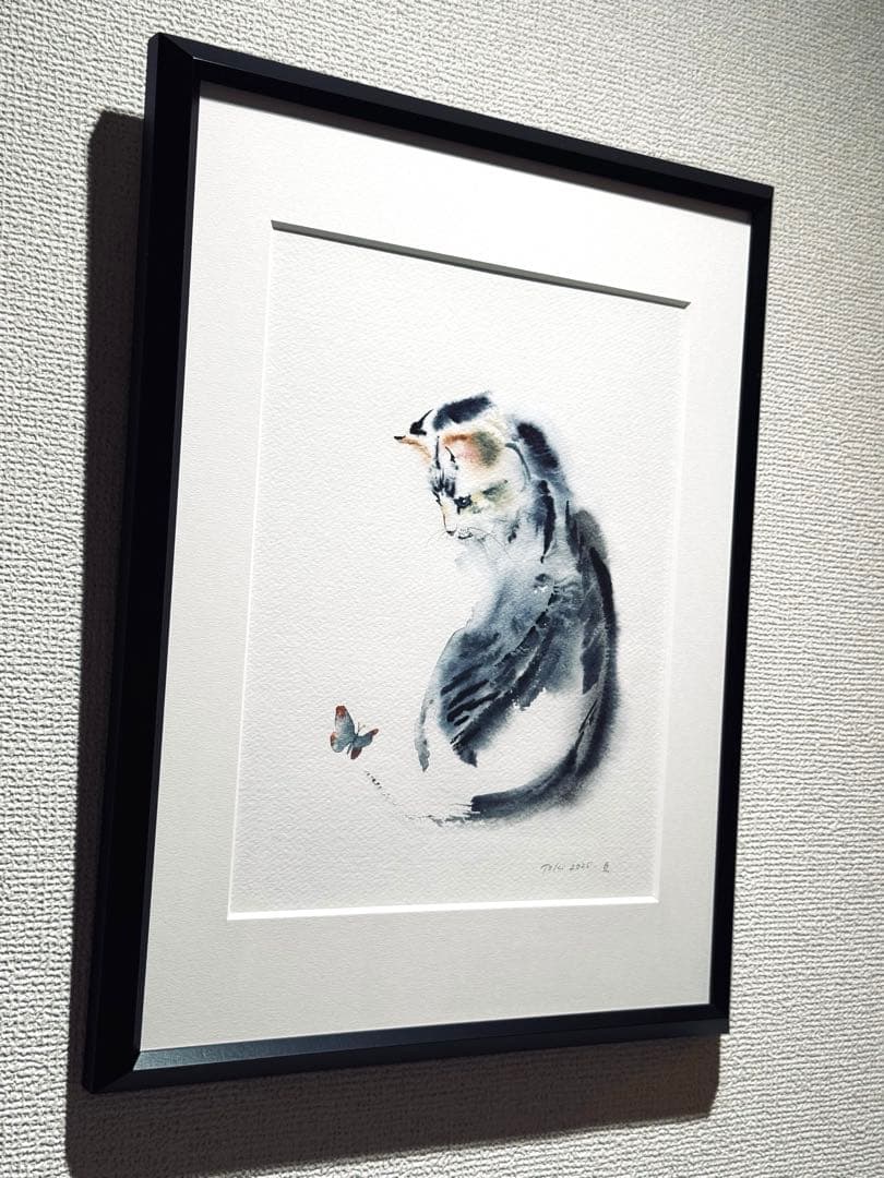 原画 猫 ねこ ※額装済み