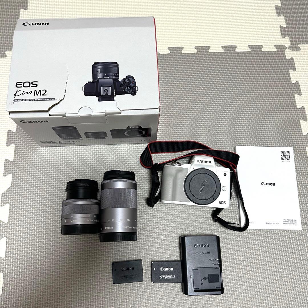 Canon EOS Kiss M2 ホワイト レンズ2本付き