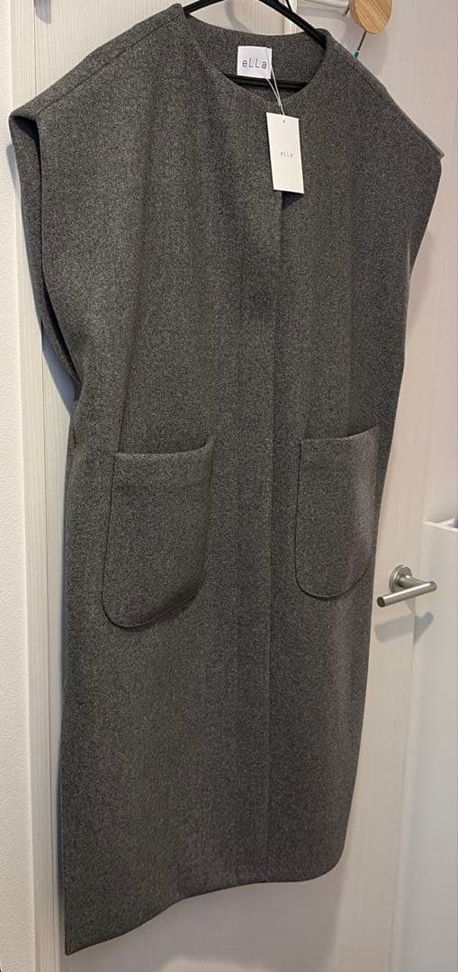 タグ付き　ella ジレ　ロングベスト　アウター　グレー