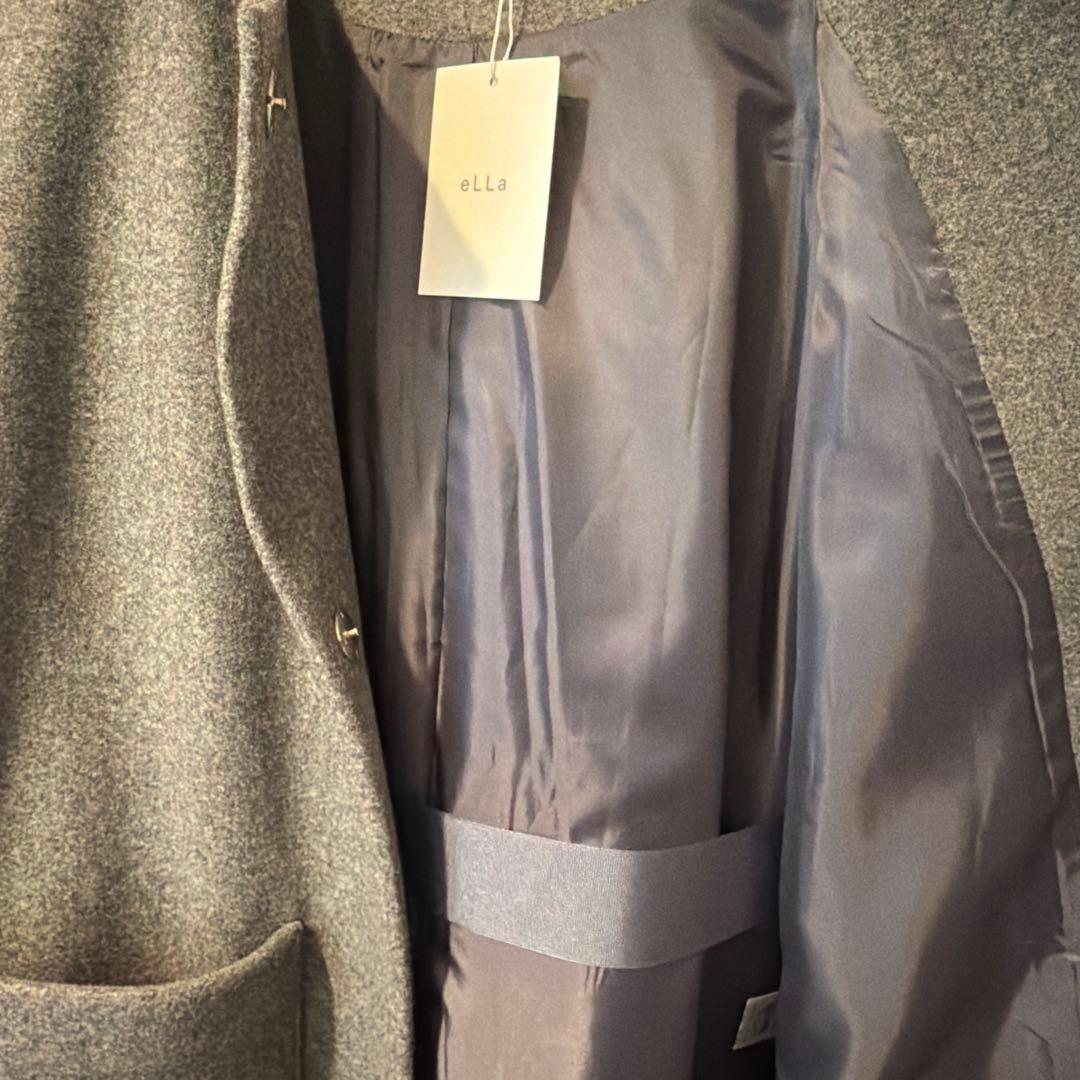 タグ付き　ella ジレ　ロングベスト　アウター　グレー