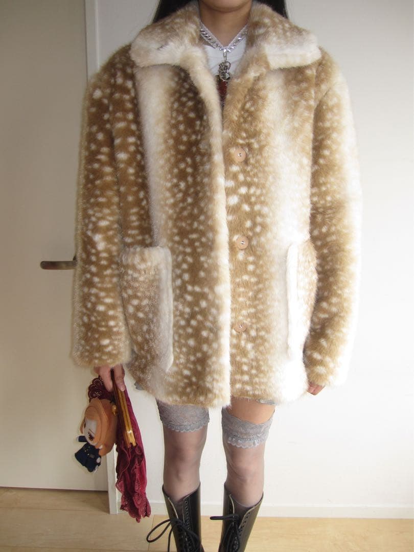 n.k atelier Bambi Fur Jacket beige バンビ柄